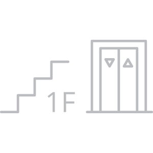 First floor location (with stairs and lift access) icon